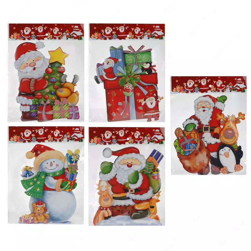 Интерьерные новогодние наклейки (наклейка-лизун) - 20 000 сум