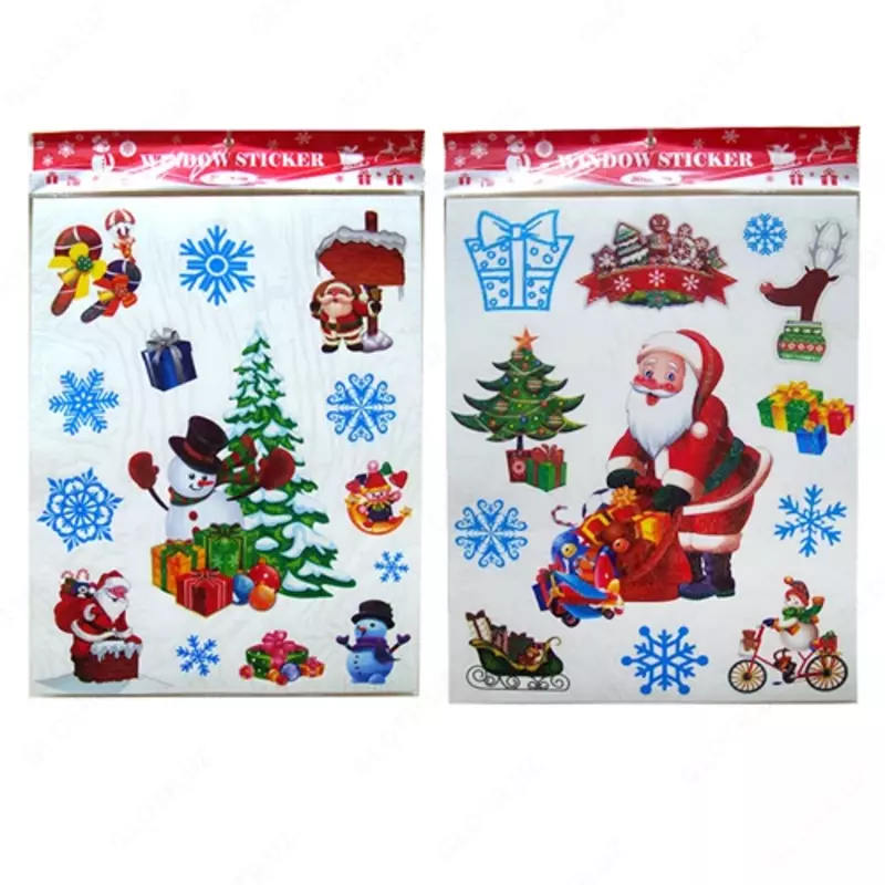Интерьерные новогодние наклейки (наклейка-лизун) Только в розницу