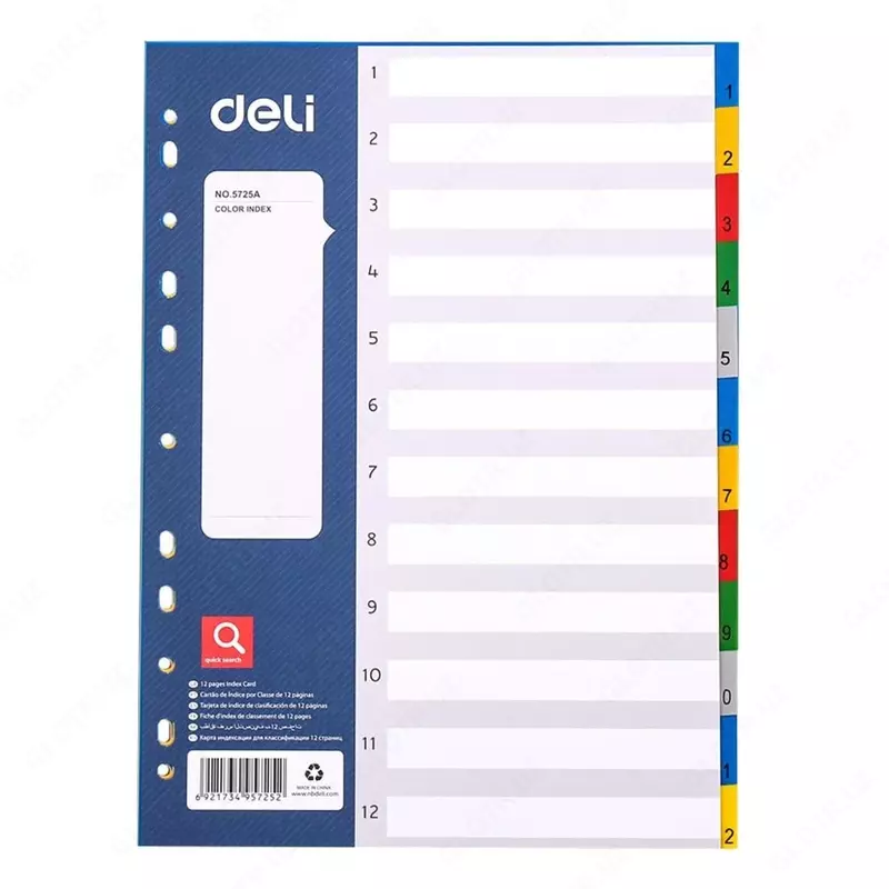 Separator A4 "1-12" Deli 5725 plastmassa