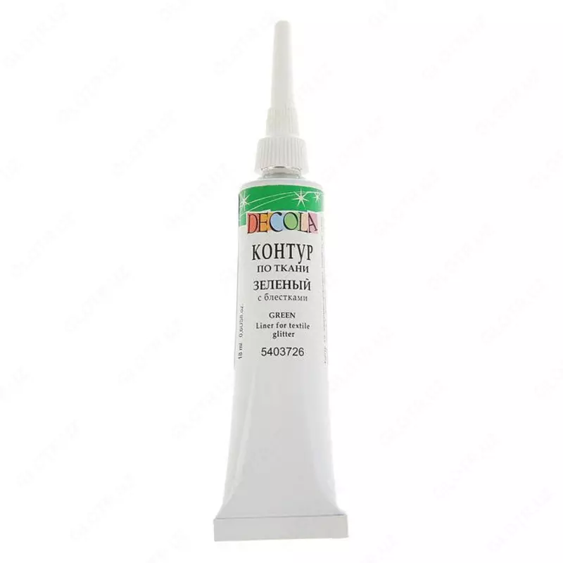 Контур по ткани Декола зеленый с блестками