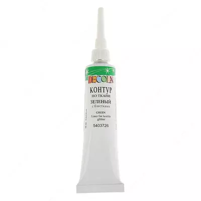 Контур по ткани Декола зеленый с блестками