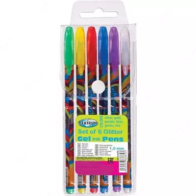 Набор из 6 гелевых ручек с блестками 1.0 мм/ПВХ