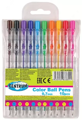 Набор из 10 цветных шариковых ручек 0.7 мм