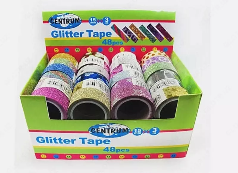 Клейкая лента декоративная GLITTER 15 мм x 3.00м/в дисплее
