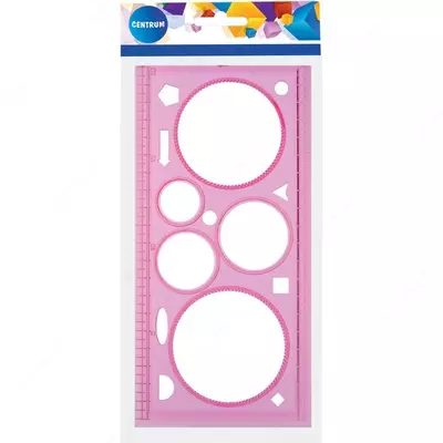 Линейка-трафарет пластиковая 20 cм/ПВХ упаковке