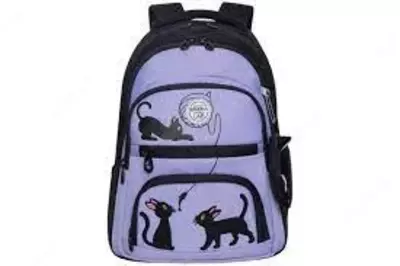 Рюкзак Grizzly, 27х41х20 см, 3 отделения, 4 кармана, анатомический, черный-лаванда