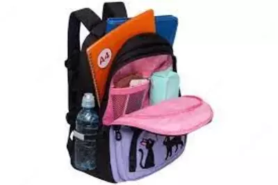 Рюкзак Grizzly, 27х41х20 см, 3 отделения, 4 кармана, анатомический, черный-лаванда