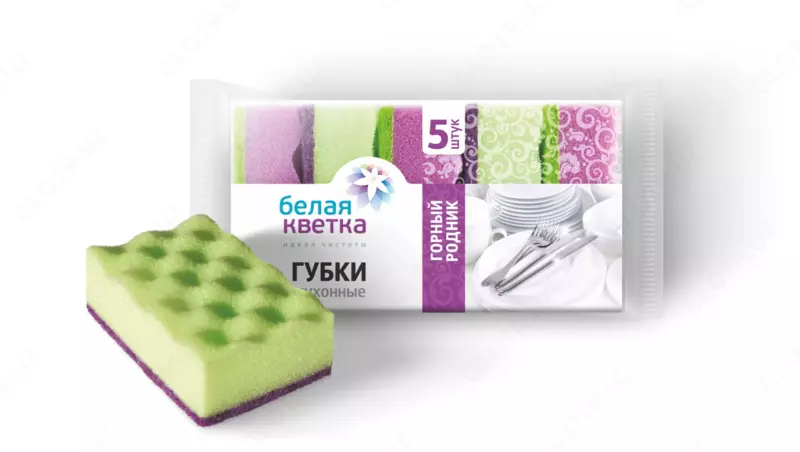 Oshxona gubkalari Oq Kvetka "Tog' bulog'i" 5 dona. + 1 dona