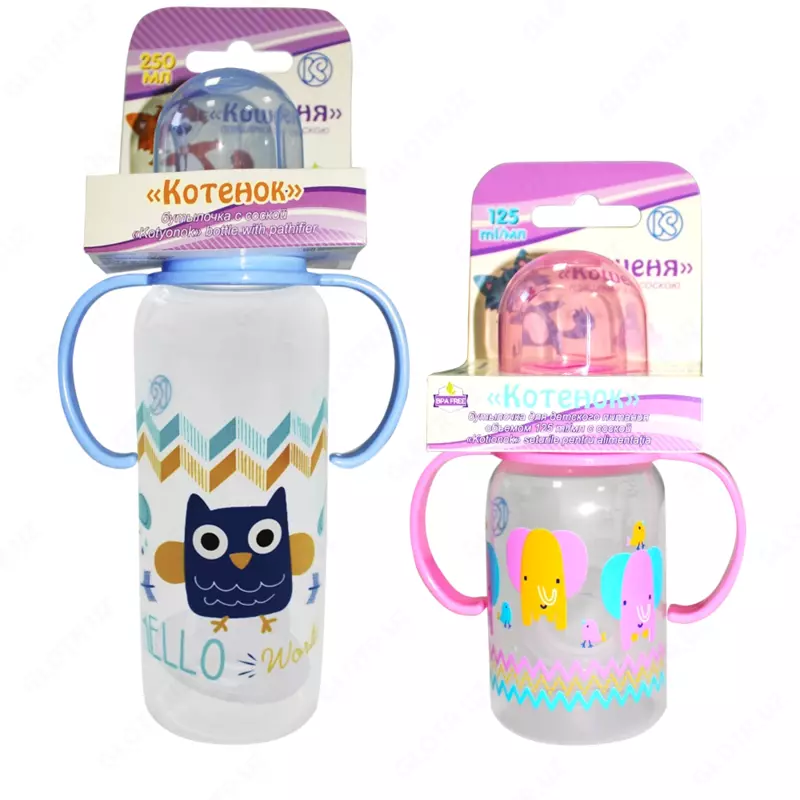 Комплекты для кормления со стеклянной бутылочкой и из полимерного материала