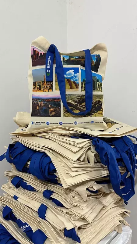 Eko sumka  logotipli shopper (rangli/paxta + poliester) 35*40 sm