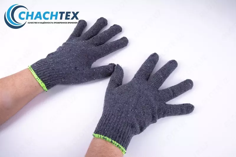 Перчатки хлопчатобумажные 45 гр. 7 кл. тёмно-серые - Хозяйственные перчатки