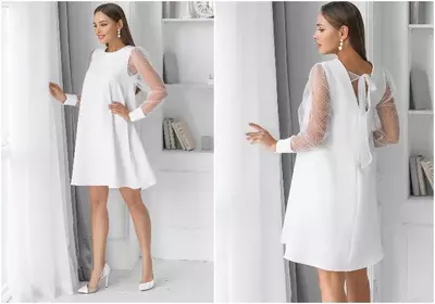 Платье с прозрачными рукавами