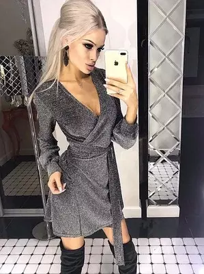 Платье рубашка на запах люрекс