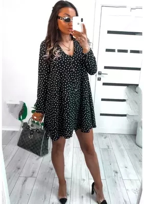 Свободное платье в горох