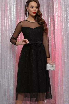 Вечернее сеточное платье из люрекс