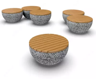 Бетонная скамейка Two Rounds (Р2207), мраморная фактура