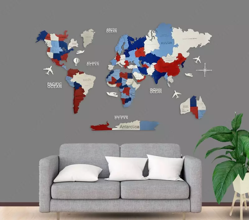 3D dunyo xaritasi boshqa ranglarda