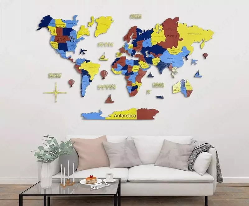 3D dunyo xaritasi boshqa ranglarda Xaritalar