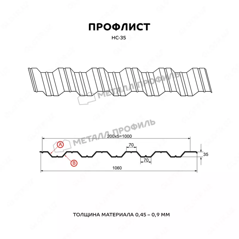  Профилированный лист НС-35x1000-A (VikingMP-01-7024-0 45) - 