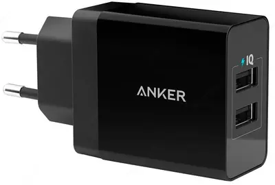 Зарядное устройство Anker 24W wall charger 2-Port EU Black(p/n A2021L11)