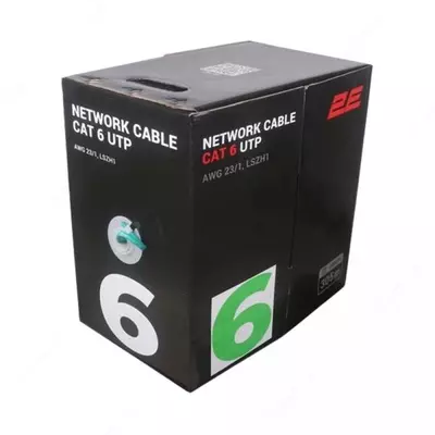 Кабель CAT 6 UTP  305m  AWG 23/1  LSZH-1 305M/Easy pull box packing | green