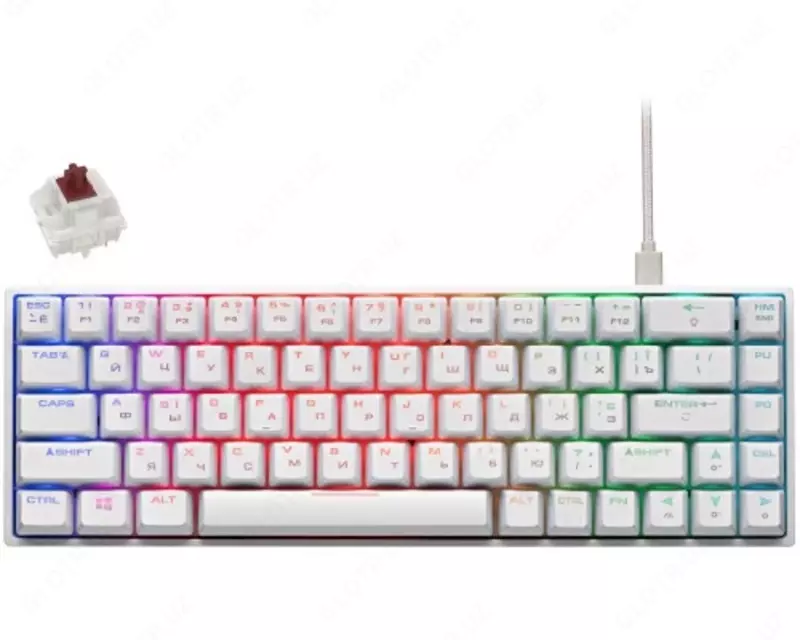  Клавиатура игровая 2E GAMING KG370 RGB 68key Gateron Brown Switch USB White Ukr - 