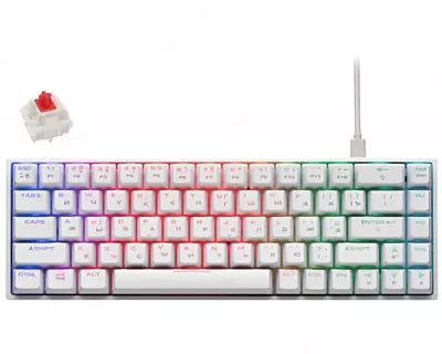 Клавиатура игровая 2E GAMING KG370 RGB 68key Gateron Red Switch USB White Ukr