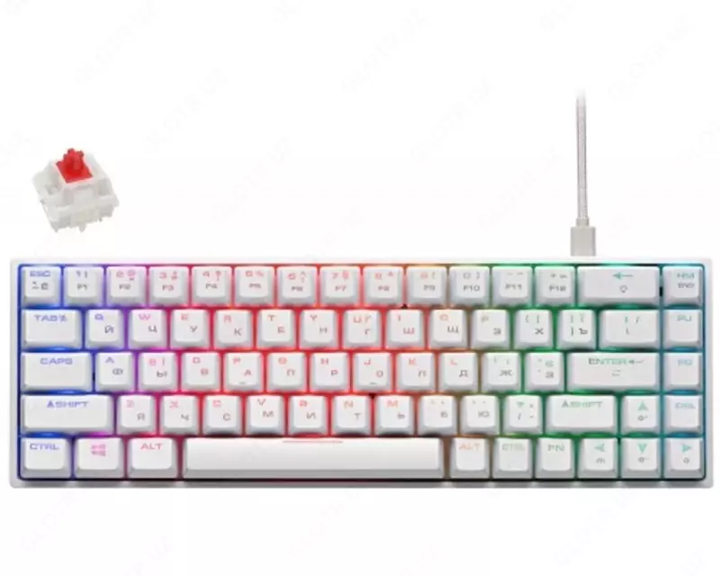Клавиатура игровая 2E GAMING KG370 RGB 68key Gateron Red Switch USB White Ukr