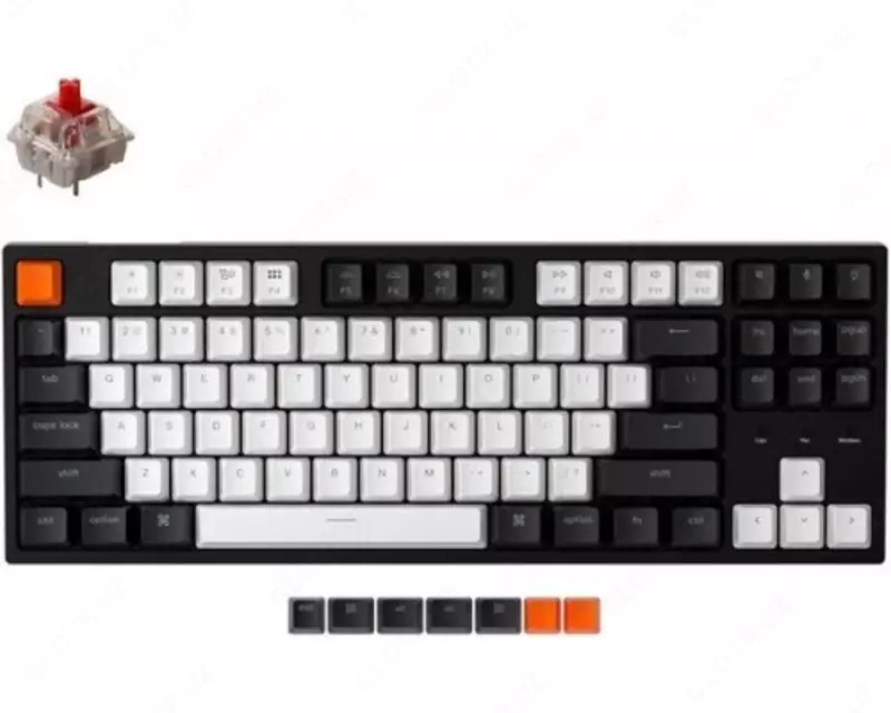  Keychron C1 Wired  87 Key  HotSwap Gateron  Switch  Mechanical Keyboard White LED  Blue Russian Layout - 