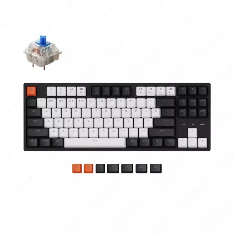 Keychron C1 Wired 87 Key  Gateron  Switch Mechanical Keyboard White LED Blue Russian Layout
