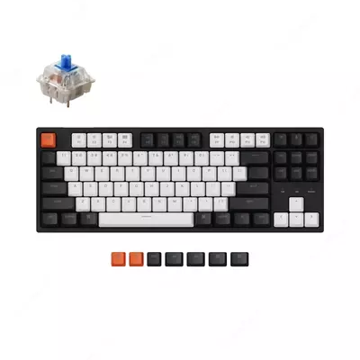  Keychron C1 Wired 87 Key  Gateron  Switch Mechanical Keyboard White LED Blue Russian Layout - 