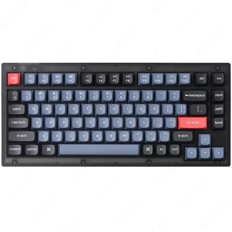 Клавиатура Keychron V1 ANSI 75% 84 Key Frosted Black Full Assembled Blue Switch RGB HotSwap Gateron G pro Mechanical Wired Normal Profile QMK Custom Keyboard