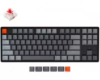 Oʻyin klaviaturasi Keychron K8 87 Key Gateron Mechanical Keyboard White LED Red Russian Layout