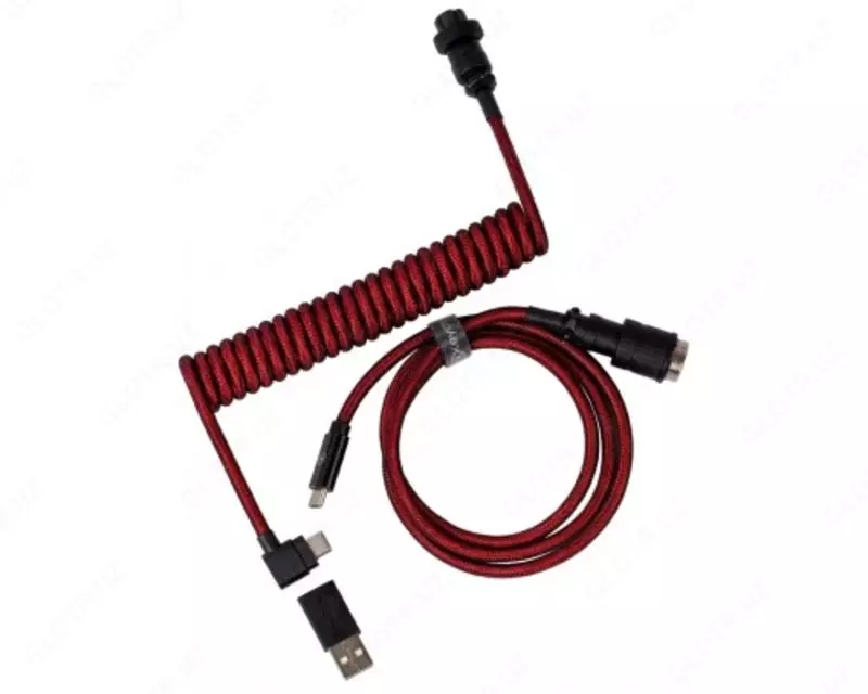 Кабель Cabel Type-A/Type-C Keychron Premium Coiled Aviator Cable-Angled Red