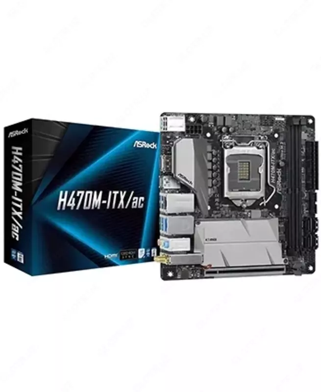  Материнская плата ASRock H470M-ITX/AC s1200 H470 2xDDR4 M.2 HDMI-DP Type-C 802.11ac+BT 4.2 mITX - 