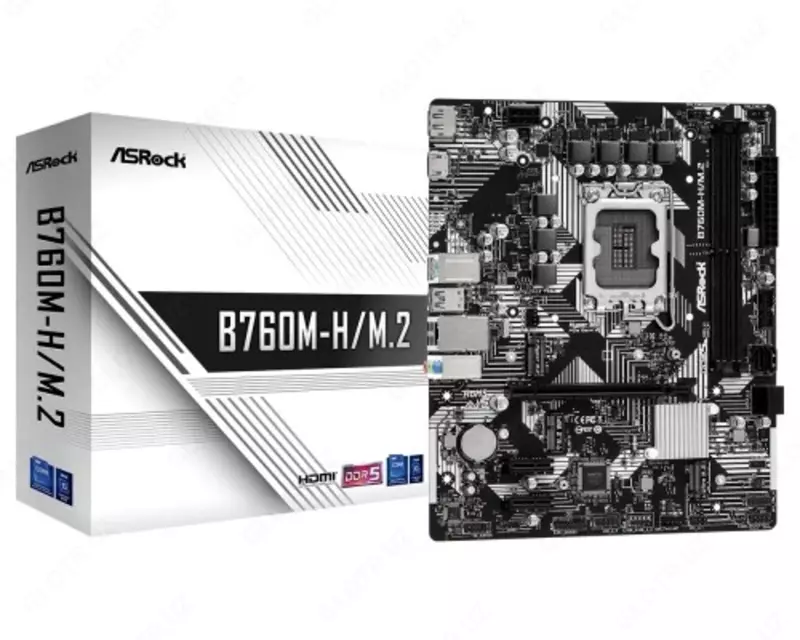 Материнская плата ASRock Motherboard ASRock B760M-H/M.2 s1700 B760 2xDDR5 M.2 HDMI DP mATX