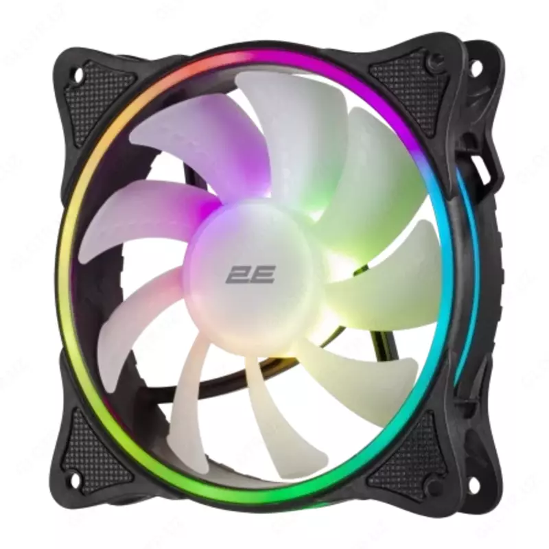Корпусной вентилятор 2E GAMING (F120OI-ARGB) 120мм  3pin fan  3 pin +5V Aura  белые лопасти  черная рамка  outer-inner LED