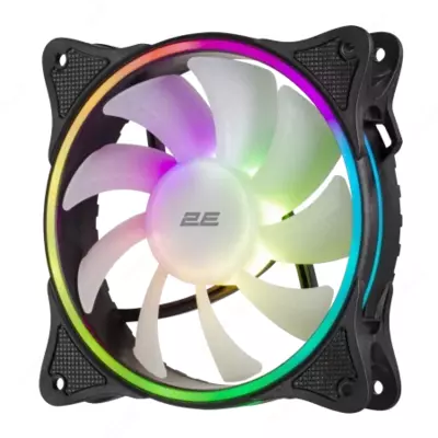  Корпусной вентилятор 2E GAMING (F120OI-ARGB) 120мм  3pin fan  3 pin +5V Aura  белые лопасти  черная рамка  outer-inner LED - 