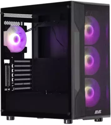 2E Gaming Computer case Splendor G4301  without PSU  2xUSB 3.0  1xUSB Type-C  4x120mm ARGB  controller with remote  TG Side Panel  EATX  Black