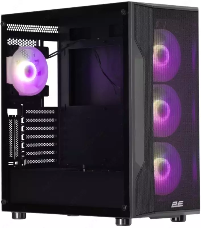  2E Gaming Computer case Splendor G4301  without PSU  2xUSB 3.0  1xUSB Type-C  4x120mm ARGB  controller with remote  TG Side Panel  EATX  Black - 