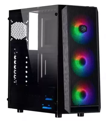 Корпус 2E GAMING OBERON (GX912) MidT  1xUSB2.0  1xUSB 3.0  3x120мм RGB  акрил (боковая панель)  без БП  черный БП черный