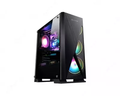 Корпус 2E GAMING CONDOR (GJP12) MidT  2xUSB2.0  1xUSB3.0  3x120мм ARGB  стекло (боковая панель)  без БП  черный