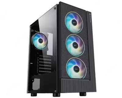 Корпус 2E GAMING VIRTUS (G3301) MidT  2xUSB2.0  1xUSB3.0  3x120мм ARGB  стекло (боковая панель)  без БП  черный