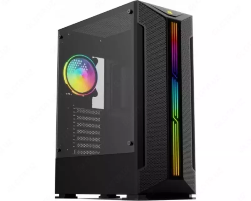  Корпус 2E GAMING HUNTER (GH1) MidT  2xUSB2.0  1xUSB3.0  1x120мм ARGB  стекло (боковая панель)  без БП  черный - 