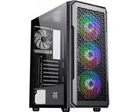 Корпус 2E GAMING HEXAGON (G338) MidT  2xUSB2.0  1xUSB3.0  1x120мм ARGB  3x120мм ARGB  стекло (боковая панель)  без БП  черный