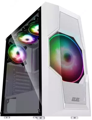 2E GAMING Computer case  TURBO (G2057W)   MidT  2xUSB2.0 1xUSB3.0  1x200+3x120ARGB TG (side panel) without PSU whiteMidT