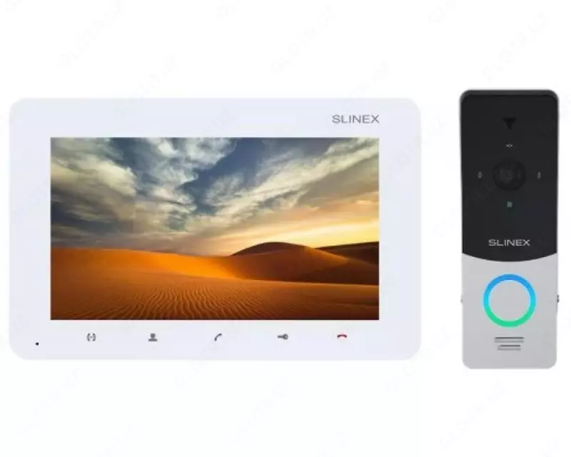  Комплект видеодомофон Slinex SM-07MTHD  белый + вызывная панель Slinex ML-20HD  серебристый чёрный - 