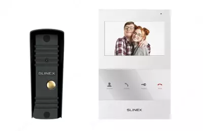 Комплект видеодомофона Slinex ML-16HR Black + Вызывная панель Slinex SQ-04 Black