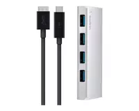  Концентратор Belkin Ultra Hub Slim Metal USB 3.0 4 порта  USB-C кабель  активный с БП  silver - 