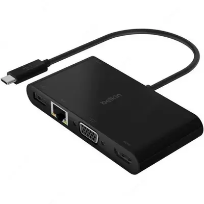  Адаптер Belkin USB-C - Ethernet  HDMI  VGA  USB-A  100W PD  black - 